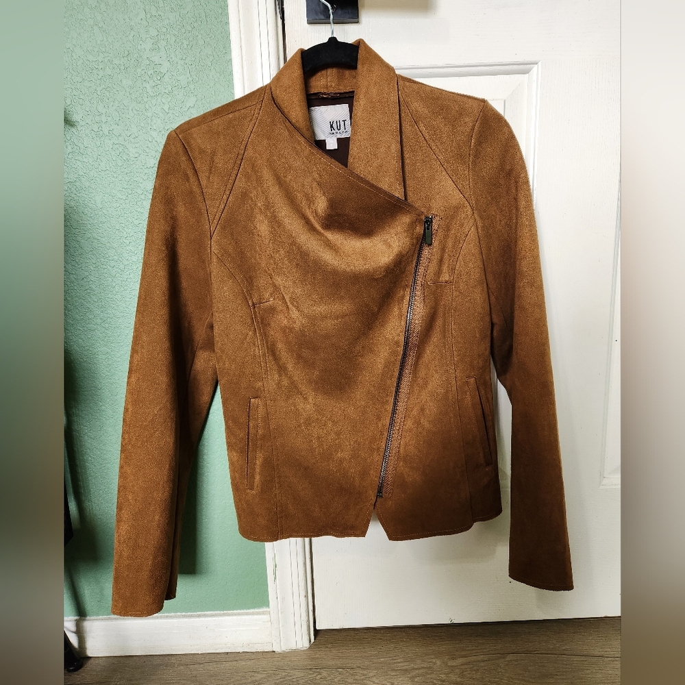 KUT From The Kloth Brown Leather Moto Jacket